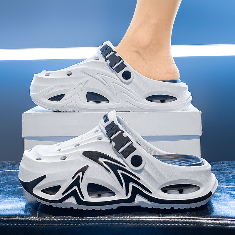 Outdoor Camping Slippers - 新しい夏のスタイルのビーチデート、アウトドアカップル向けの厚底クッション付き排水性のあるクローズドトゥサンダル（男女兼用）、多機能ビーチキャンプサンダル