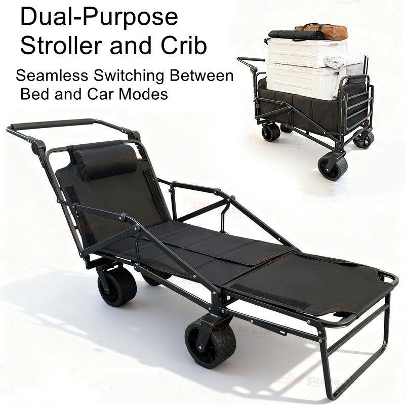 Outdoor Camping Trailer - アウトドア用手押し車、キャンプ専用RV、ポータブルマーケットカート、リクライニング＆折りたたみ式キャンプトレーラー