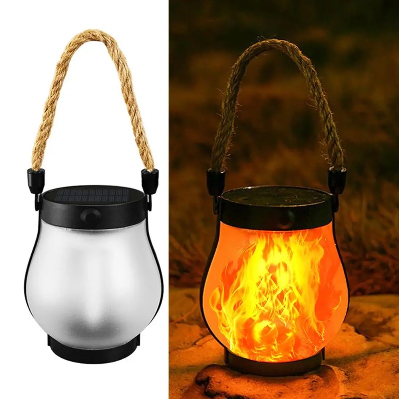 Camping Rope - ソーラーフレームランプUSB充電式キャンプライト吊り下げ式中庭装飾ガーデンランタン照明ランプ麻縄付き