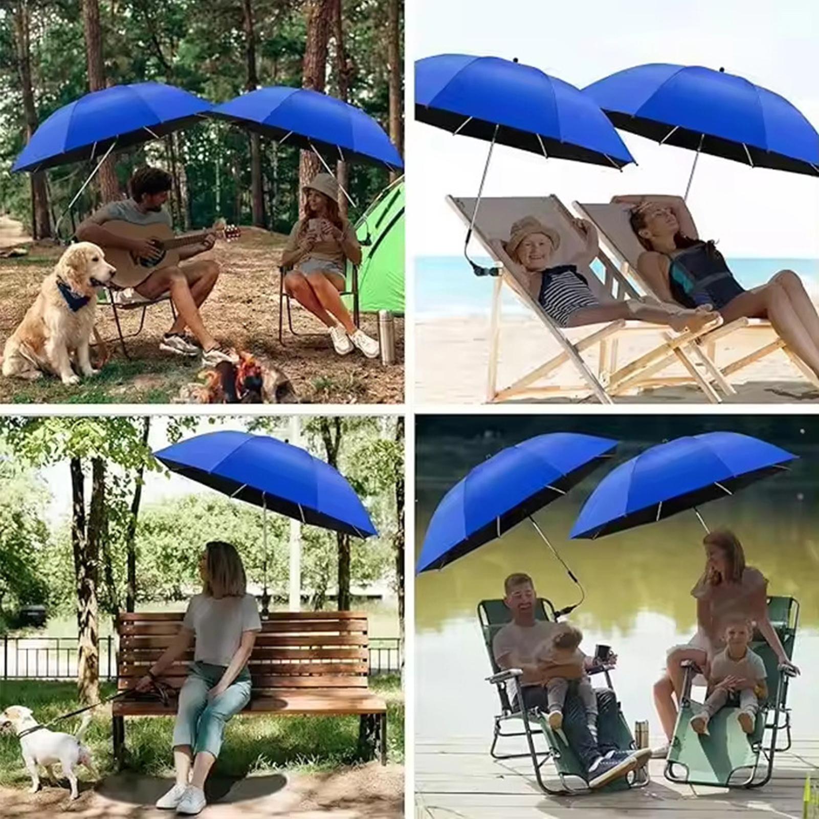 Outdoor Camping Canopy - 360度回転可能なビーチパラソル、折りたたみ式キャンプ用傘（クリップ付き）、ポータブルパティオ傘キャノピー、屋外ビーチパラソル