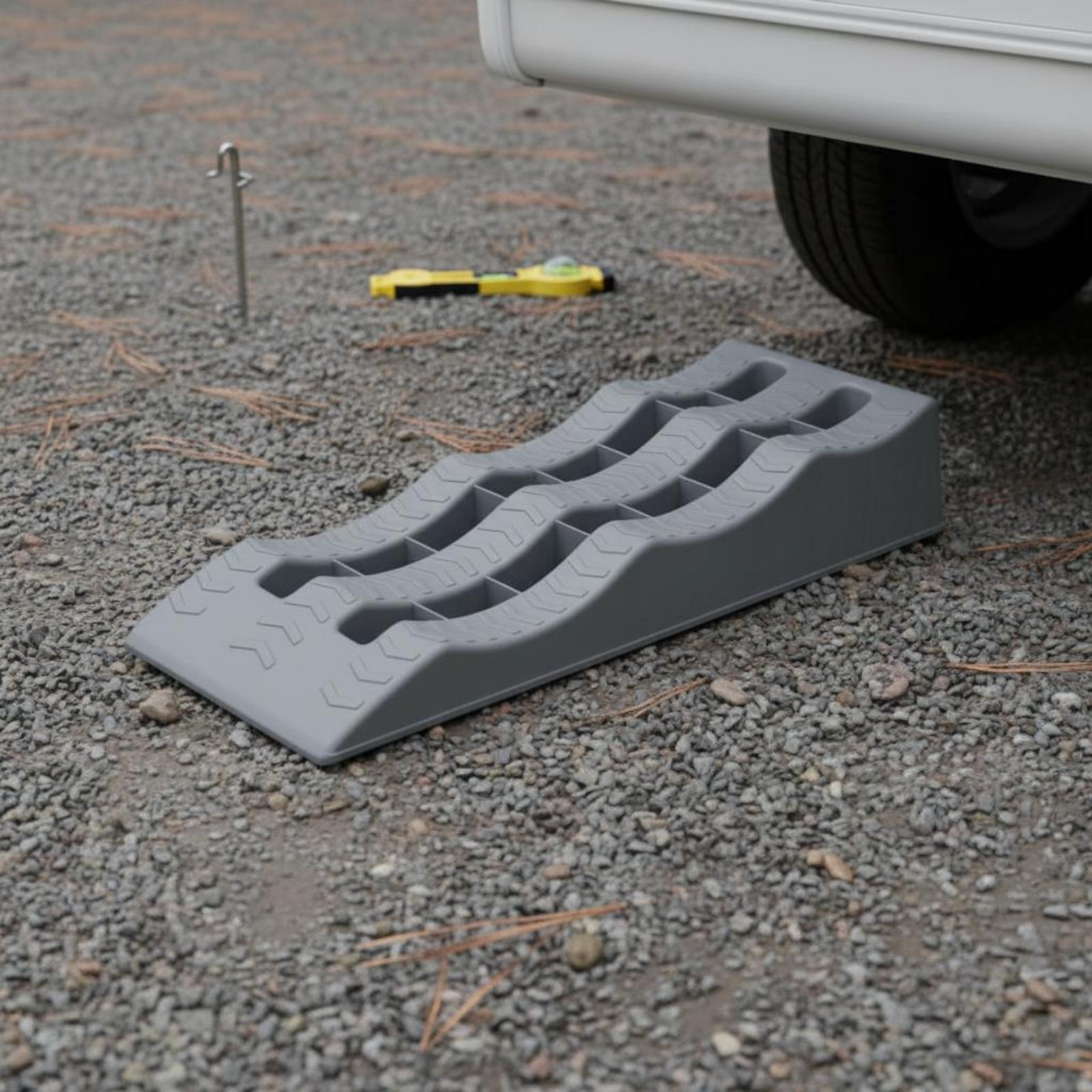 Outdoor Camping Trailer - 車両用レベリングブロック 3段ポリプロピレン製スロープ ホイールチョック RVキャンピングトレーラー用屋外サポート