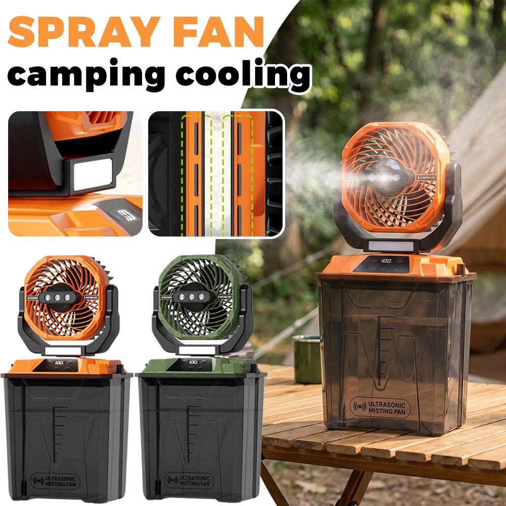 Outdoor Camping House - 新型屋外ミストファン キャンプ用冷却ポータブルファン テントライト付き 充電式 首振り 10000mAh