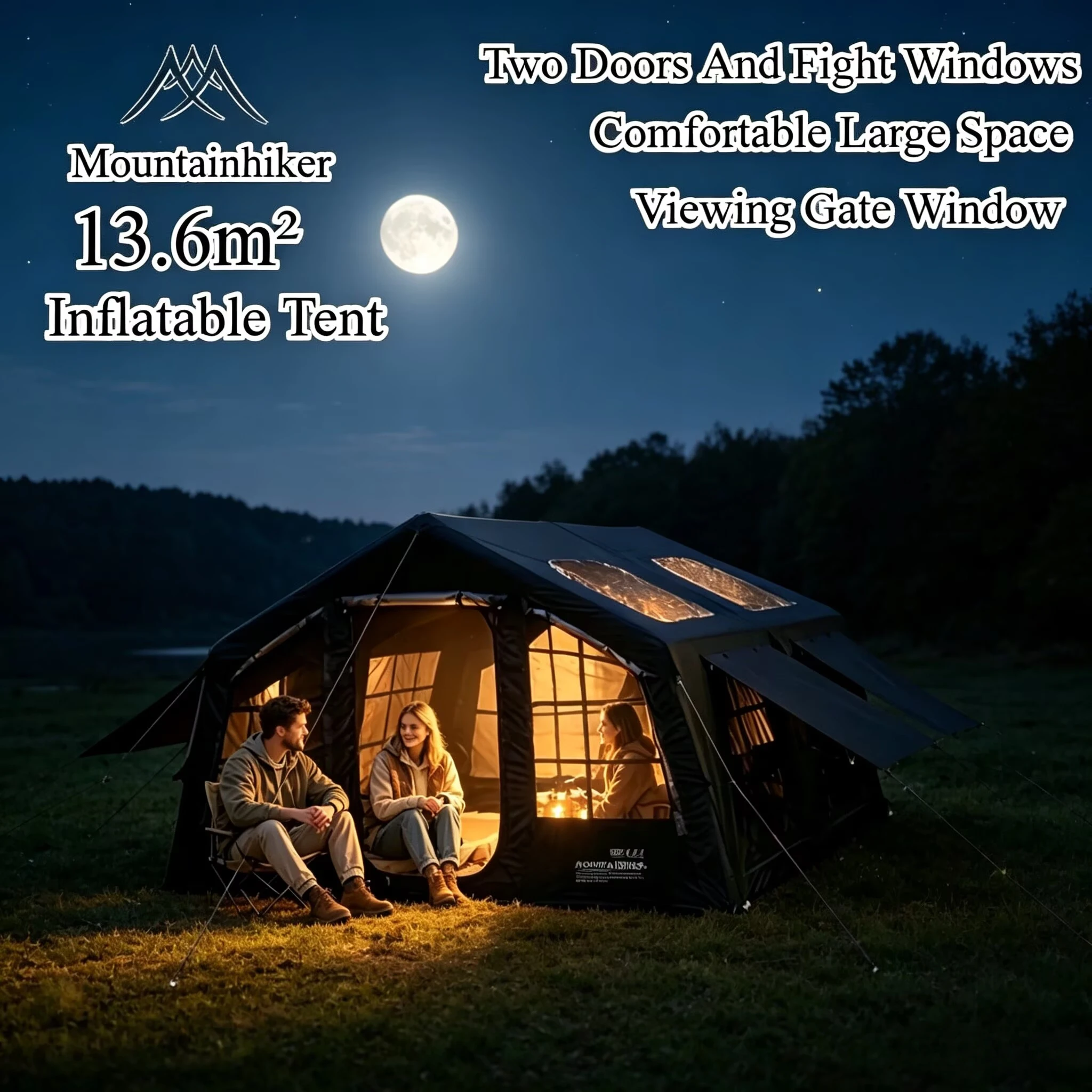 Outdoor Camping House - マウンテンハイカー インフレータブル キャンプテント 4～8人用 窓付き ポータブル