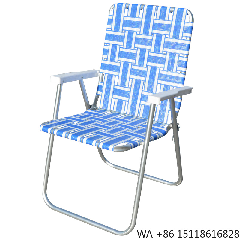 Outdoor Camping Folding Chair - 折りたたみ式パティオ芝生用ウェブチェア、ガーデン用ビーチキャンプチェア（ブルー）