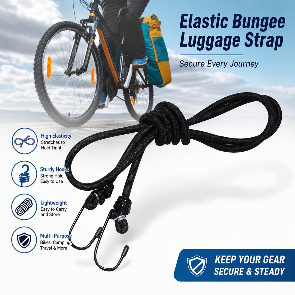 Camping Rope - バンジーコード 高弾性タイロープ バイク自転車荷物用ストラップ キャンプ用バンジーコード ダブルJフック付き弾性ストラップ