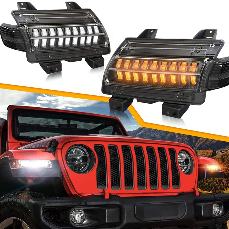 Outdoor Camping Jeep - LEDターンシグナルライトDRL、サイドマーカーライトDRLデイタイムランニングランプ、ジープラングラーJLスポーツ2018 2019用カーアクセサリー