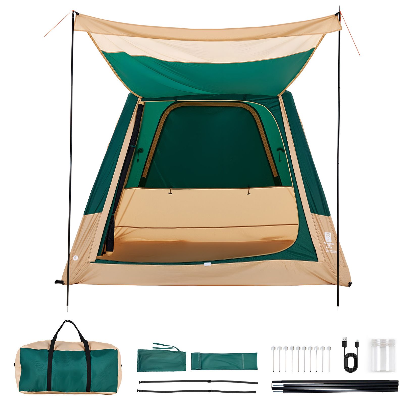 キャンプテント、4人用インフレータブルキャビンテント、充電式 - Outdoor Camping On Youtube のレビューと価格