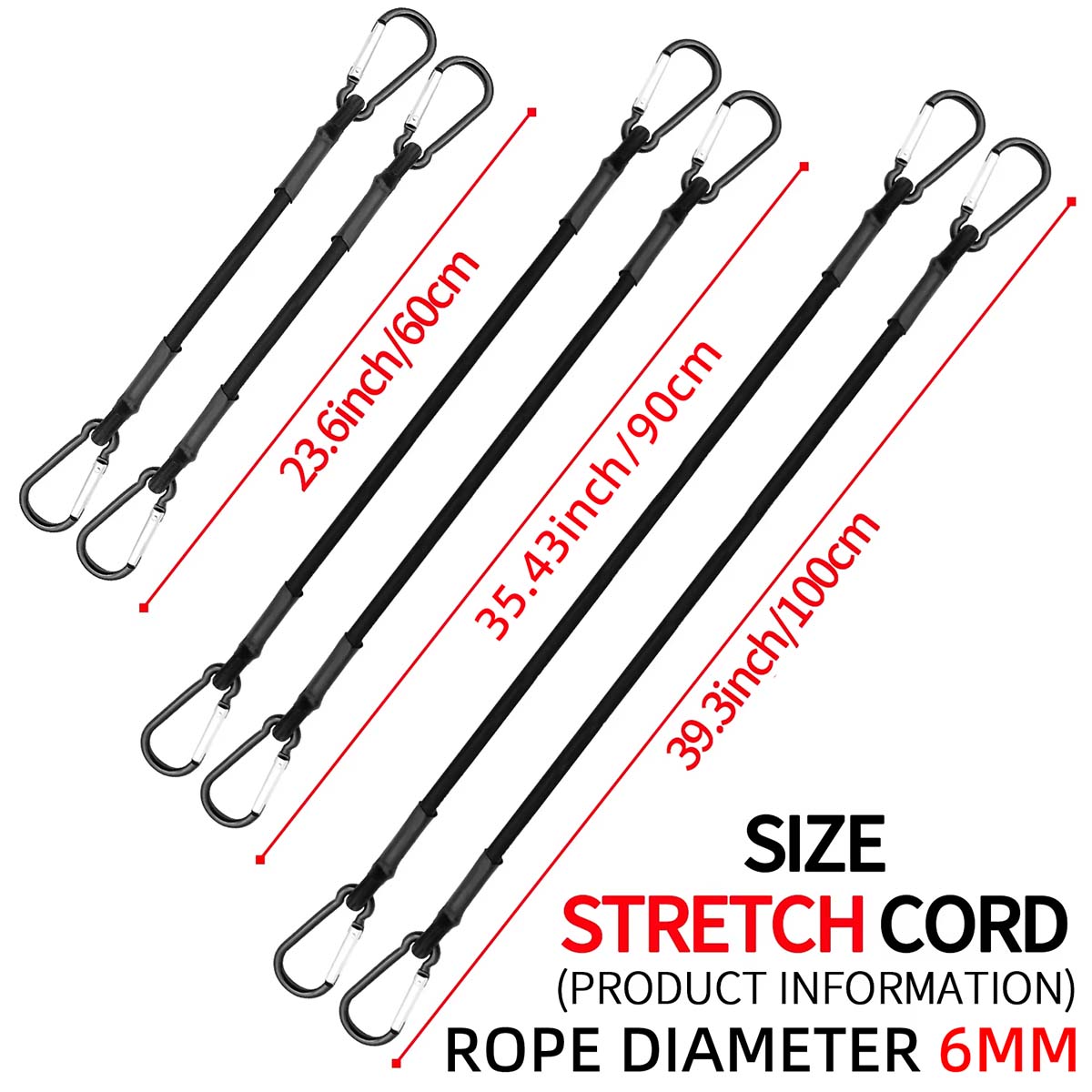 1 個の弾性バンジーコード、カラビナフック付き、キャンプ荷物 - Camping Rope のレビューと価格