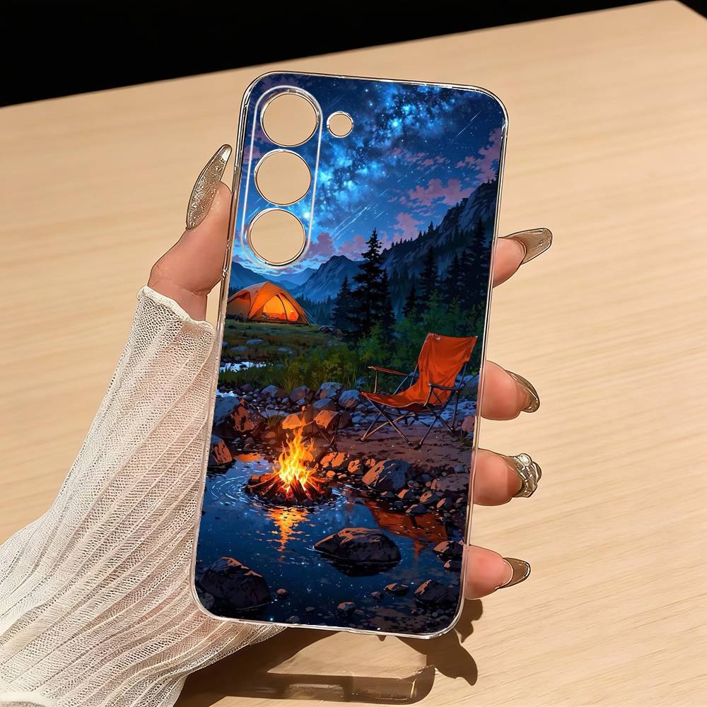 山と自然をテーマにしたアウトドアキャンプ用スマートフォンケー - Outdoor Camping Anime のレビューと価格