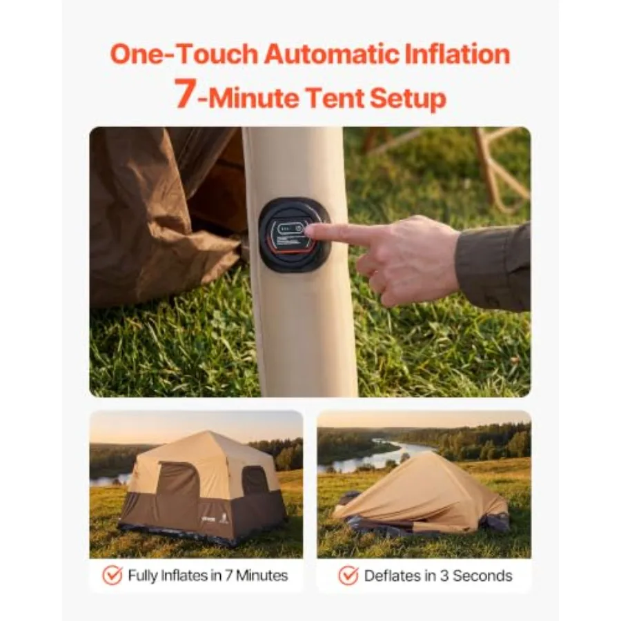 キャンプ用テント、4～6人用、自動で空気を入れるタイプのキャ - Outdoor Camping On Youtube のレビューと価格