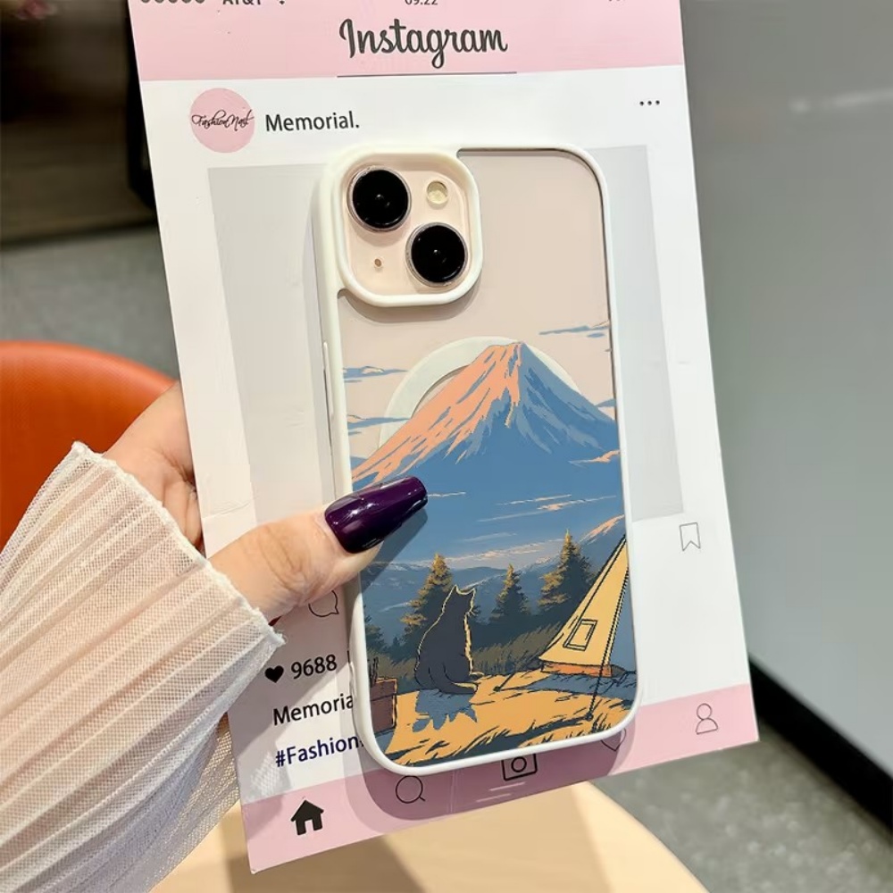 アニメマウンテンキャンプ柄PCスマホケース iPhone 1 - Outdoor Camping Anime のレビューと価格