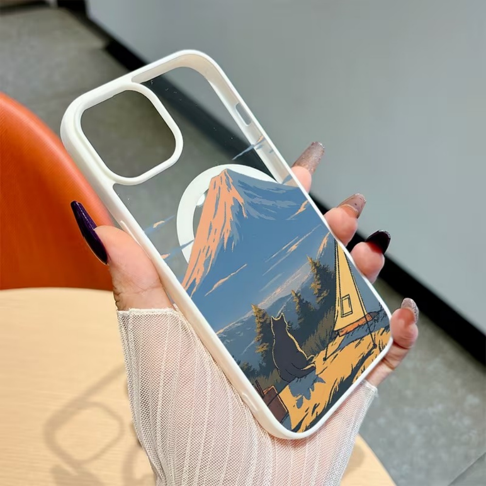 アニメマウンテンキャンプ柄PCスマホケース iPhone 1 - Outdoor Camping Anime のレビューと価格