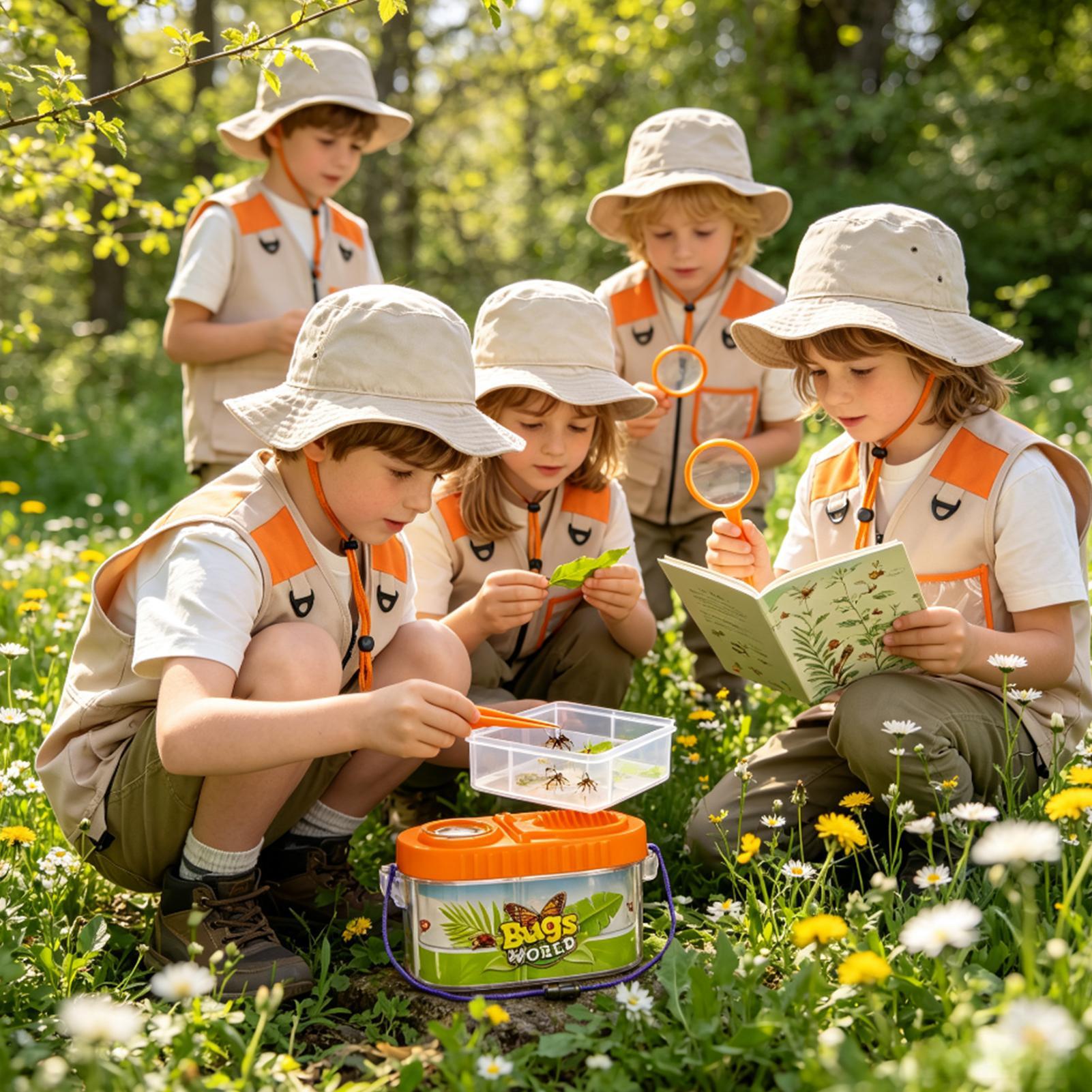 子供用アドベンチャーキット 虫眼鏡付き帽子 軽量科学キット  - Outdoor Camping Kids Activities のレビューと価格
