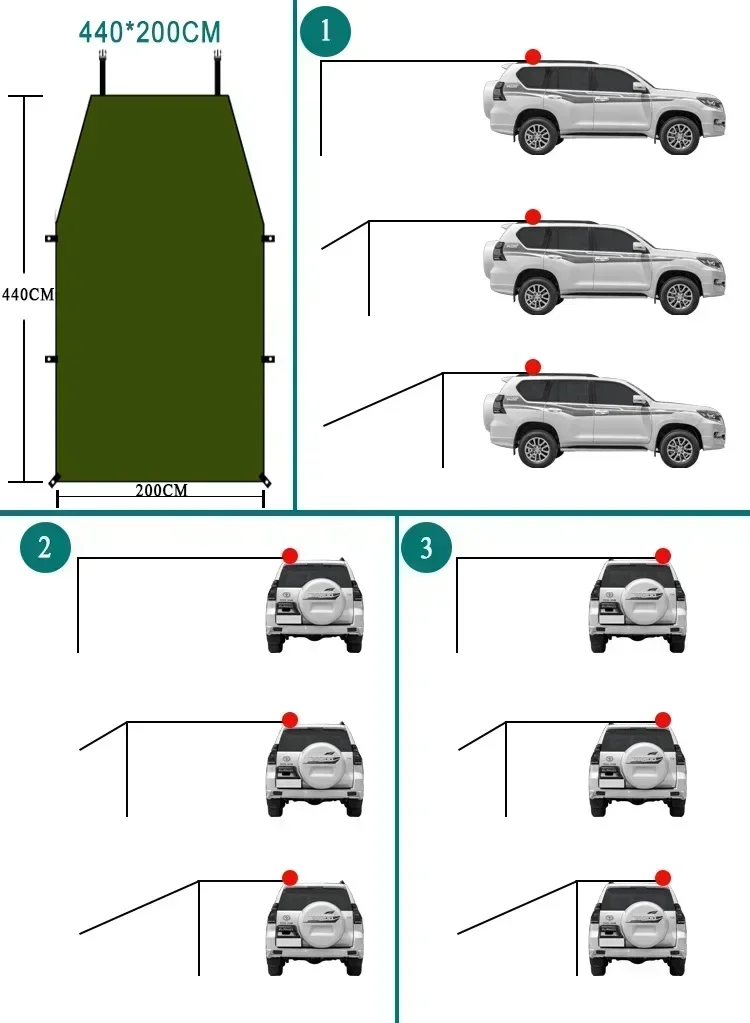 ポータブルカーシェルター,キャンプサイドシェルター,防水日よ - Outdoor Camping Jeep のレビューと価格