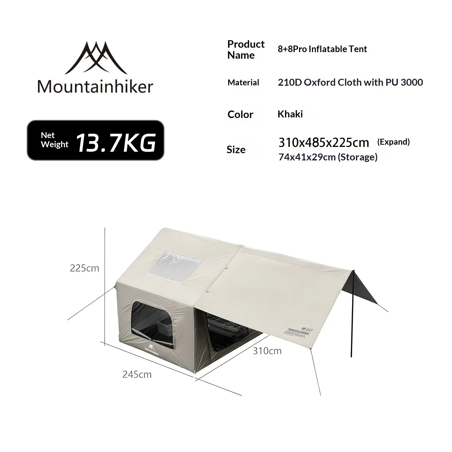 8+8 ㎡   マウンテンハイカー インフレータブルキャンプ - Outdoor Camping House のレビューと価格