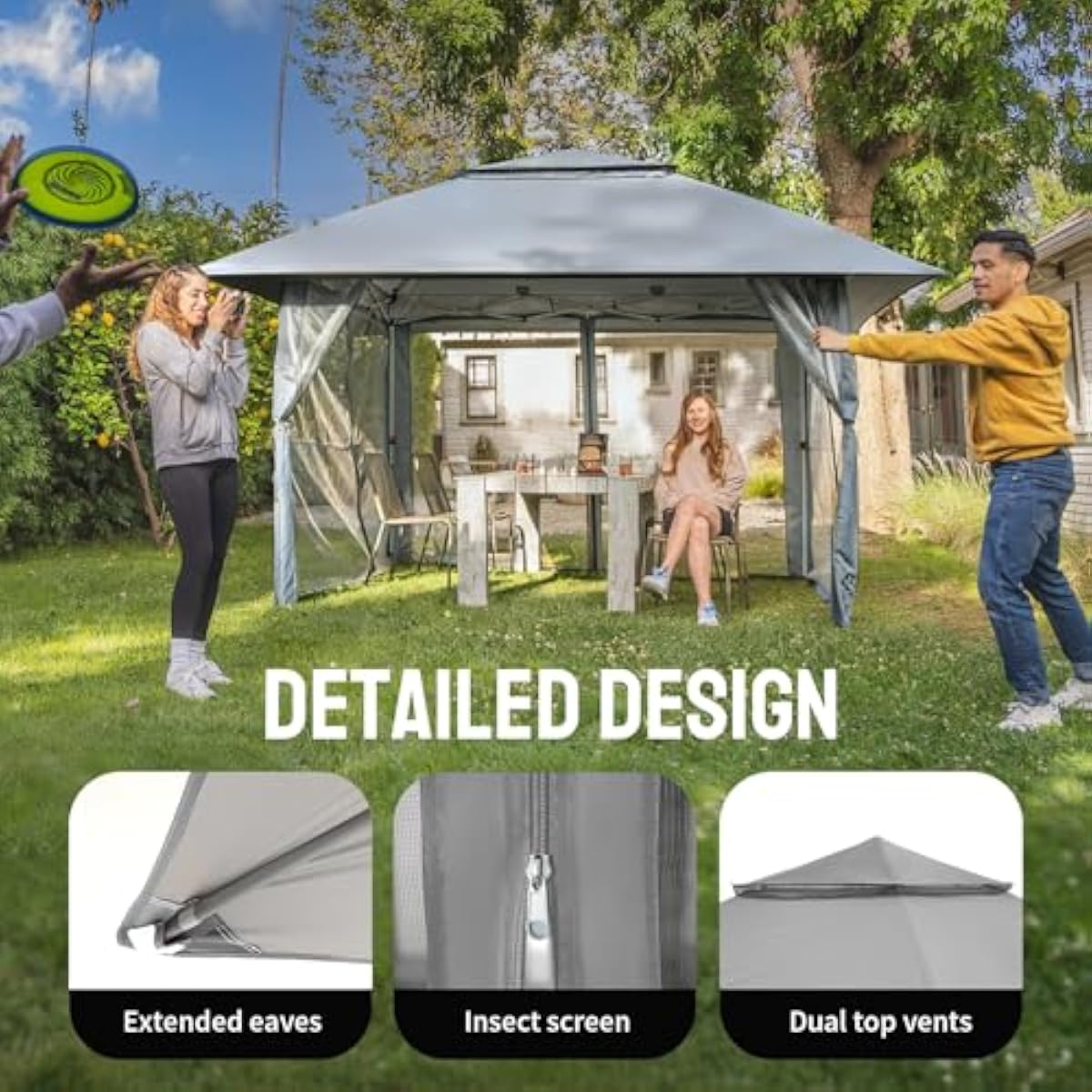 13フィート×13フィートの、中央ロック式ハブシステムを備え - Outdoor Camping Canopy のレビューと価格