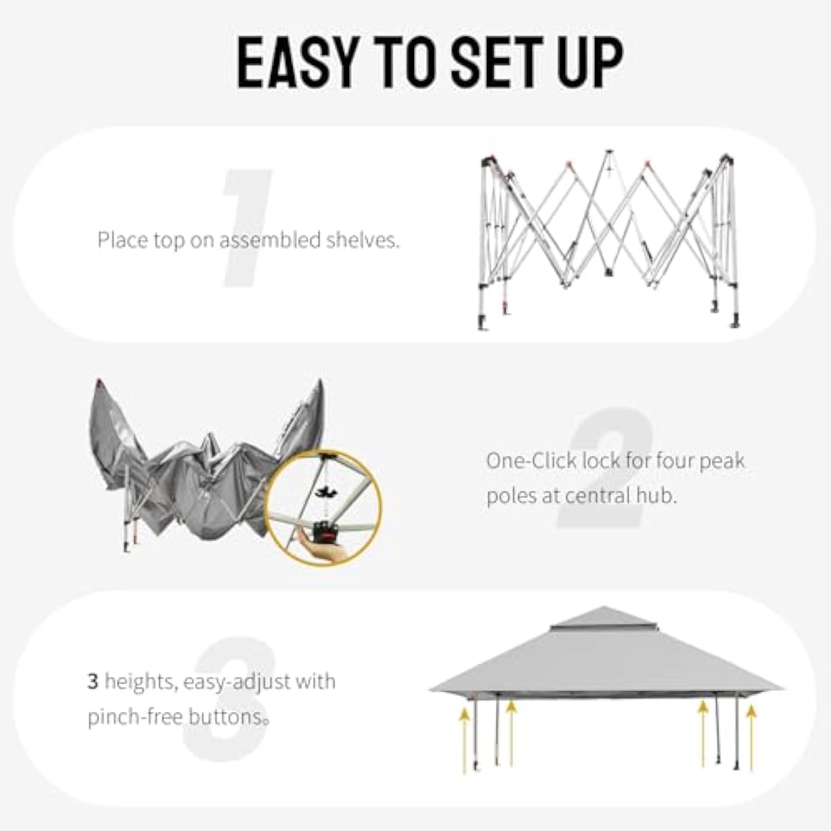 13フィート×13フィートの、中央ロック式ハブシステムを備え - Outdoor Camping Canopy のレビューと価格