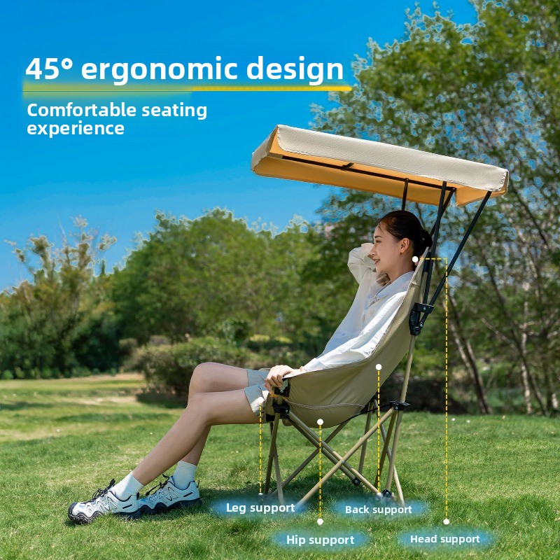 折りたたみ式の背もたれ付きムーンチェア。取り外し可能な日よけ - Outdoor Camping Canopy のレビューと価格