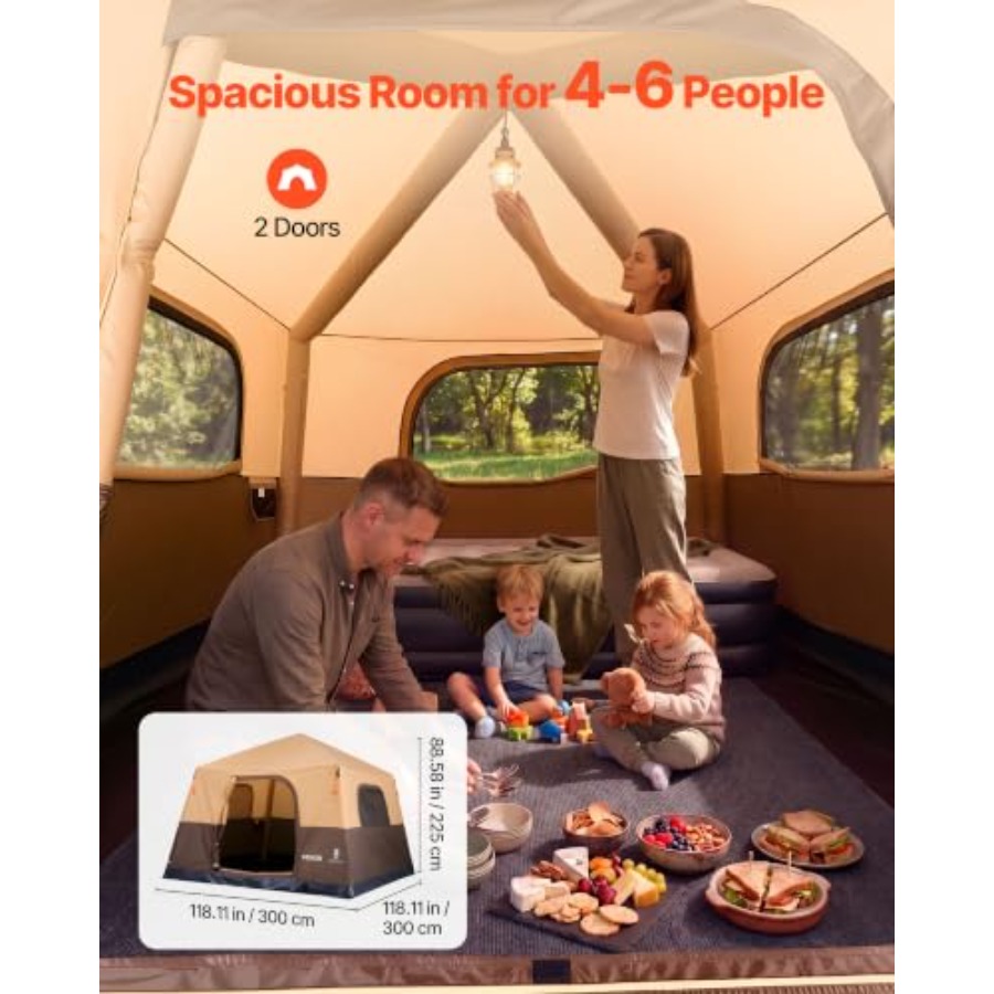 キャンプテント、4/6人用自動膨張式キャビンテント、ファミリ - Outdoor Camping On Youtube のレビューと価格